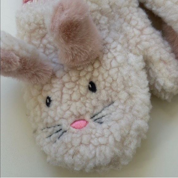 Mini Boden Pink and Cream Bunny Mittens - Picture 3 of 5